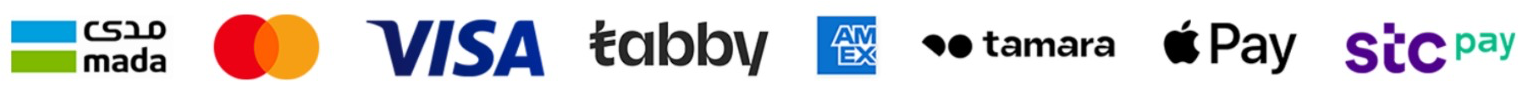 طرق الدفع: مدى، فيزا، ماستركارد، Apple Pay، STC Pay، تابي، تمارا